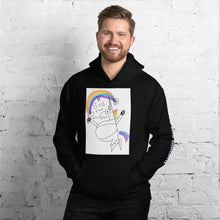 Load image into Gallery viewer, Bob the unicorn "not pregnant just fat!" Unisex Hoodie