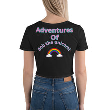 Load image into Gallery viewer, Adventures of Bob the unicorn Women’s Crop Tee