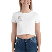 Load image into Gallery viewer, Bob the unicorn "not pregnant just fat!" Women’s Crop Tee