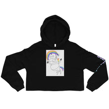 Load image into Gallery viewer, Bob the unicorn "not pregnant just fat!" Crop Hoodie
