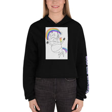 Load image into Gallery viewer, Bob the unicorn "not pregnant just fat!" Crop Hoodie