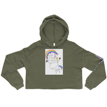 Load image into Gallery viewer, Bob the unicorn "not pregnant just fat!" Crop Hoodie
