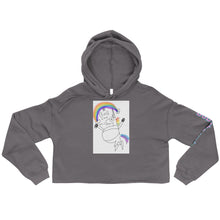 Load image into Gallery viewer, Bob the unicorn "not pregnant just fat!" Crop Hoodie